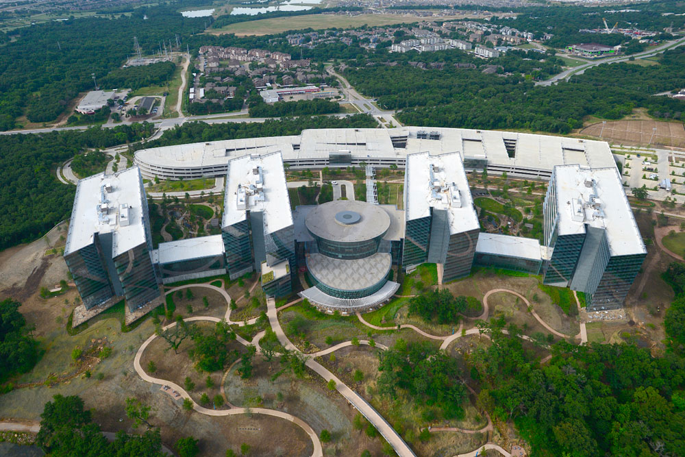 Aerial of the American Airlines Center Dallas